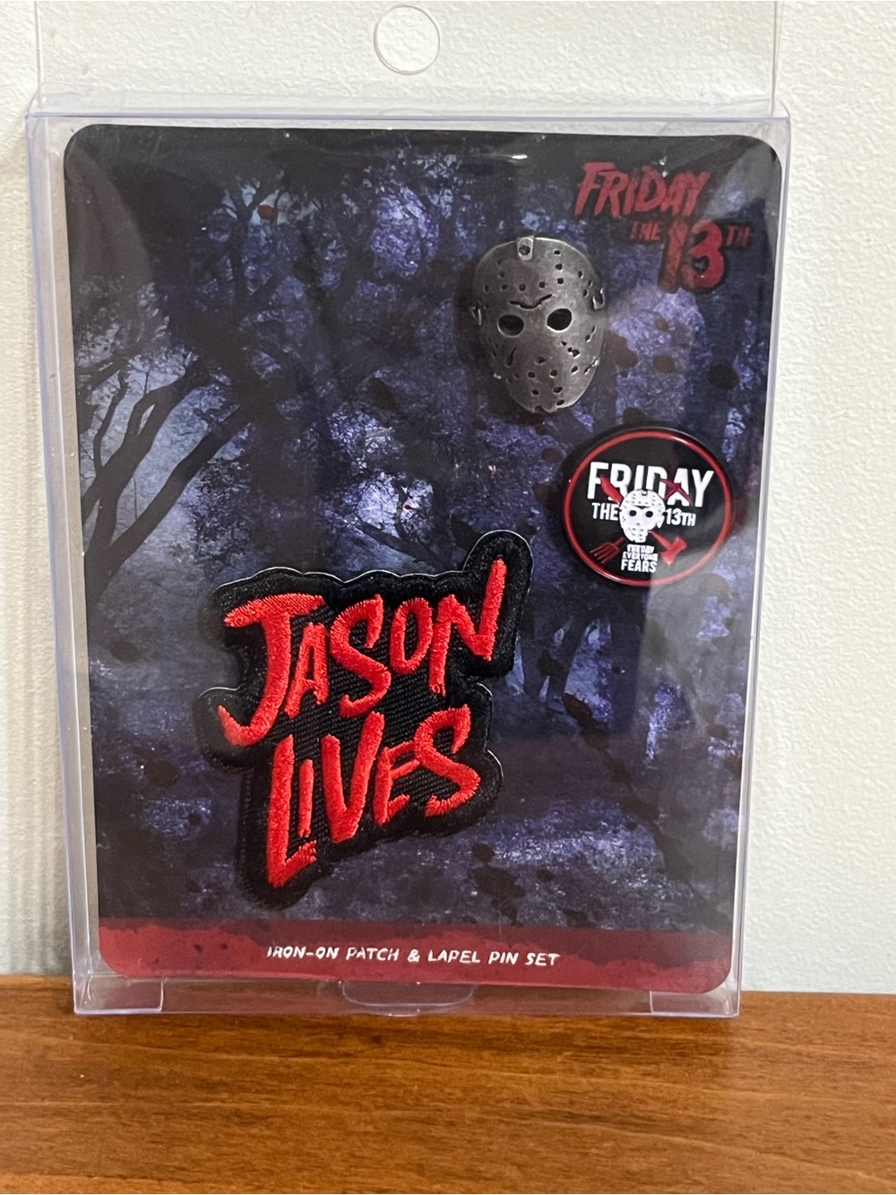 Friday The 13th Jason Lives Patch & Lapel Pin Set NIP.